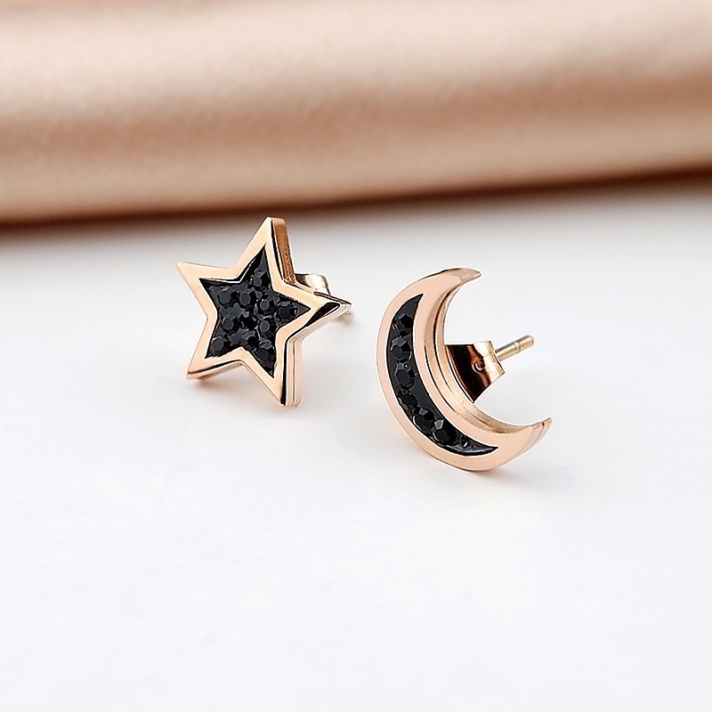 Anting Titanium Wanita Model Bulan Bintang Anti Karat