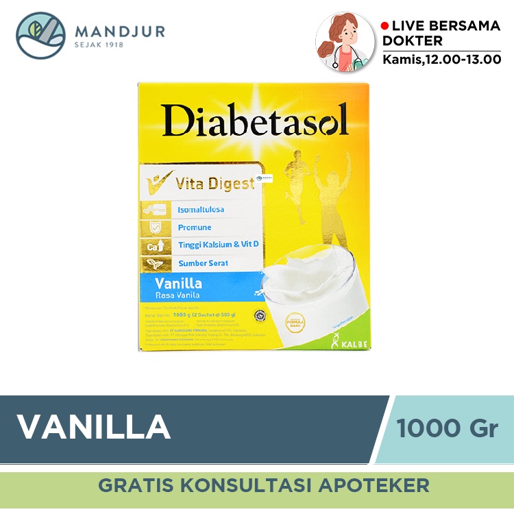 Jual Diabetasol Vanilla Gram Susu Penambah Nutrisi Khusus Diabetes Shopee Indonesia