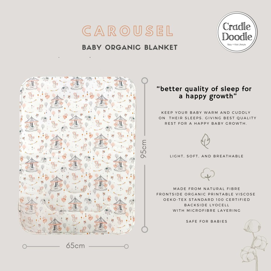 Cradle Doodle Organic Baby Blanket - Carousel