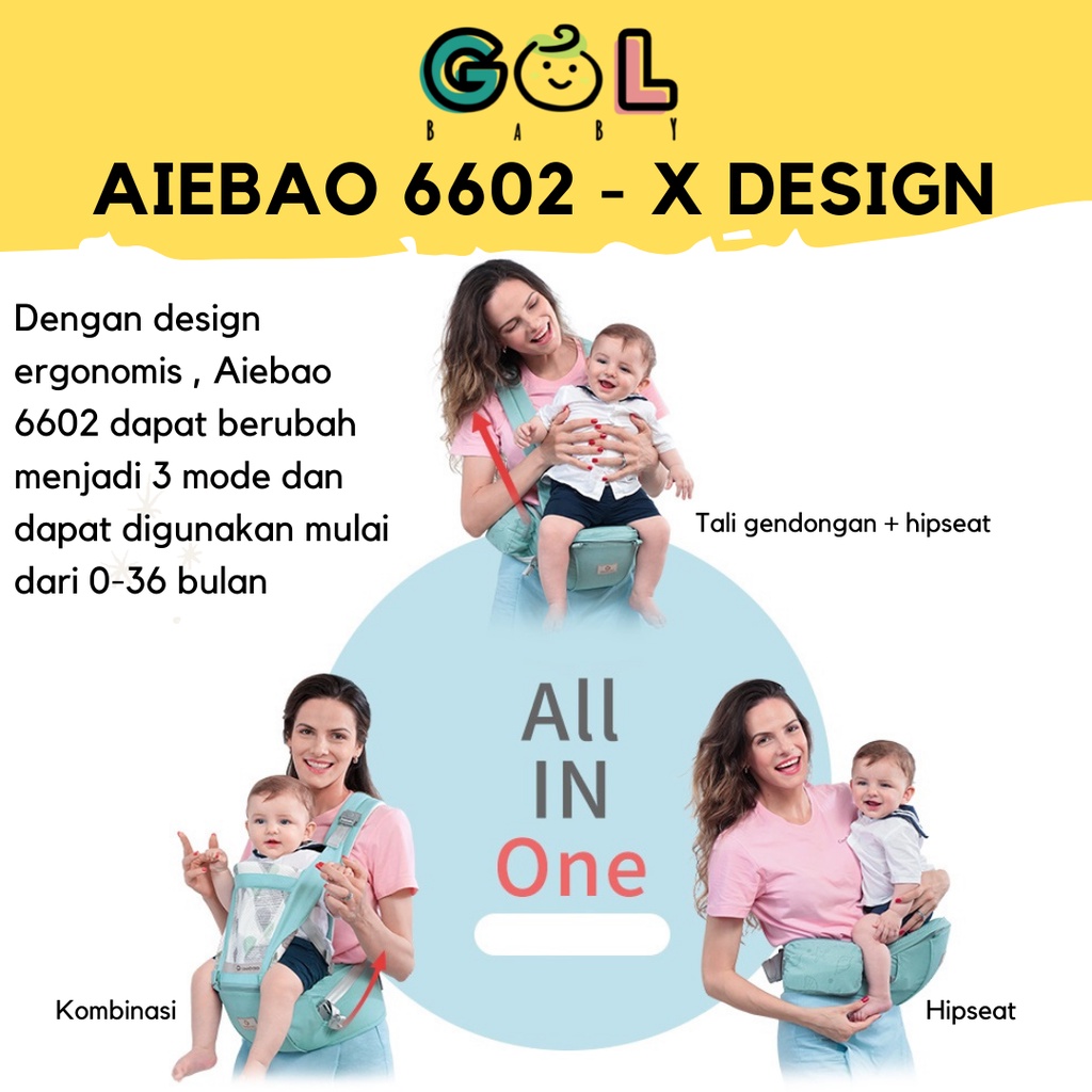 Gendongan Bayi Baby Carrier multifunction Hipseat Carrier Aiebao 6602 (jual 6636 6634 6604 6629)