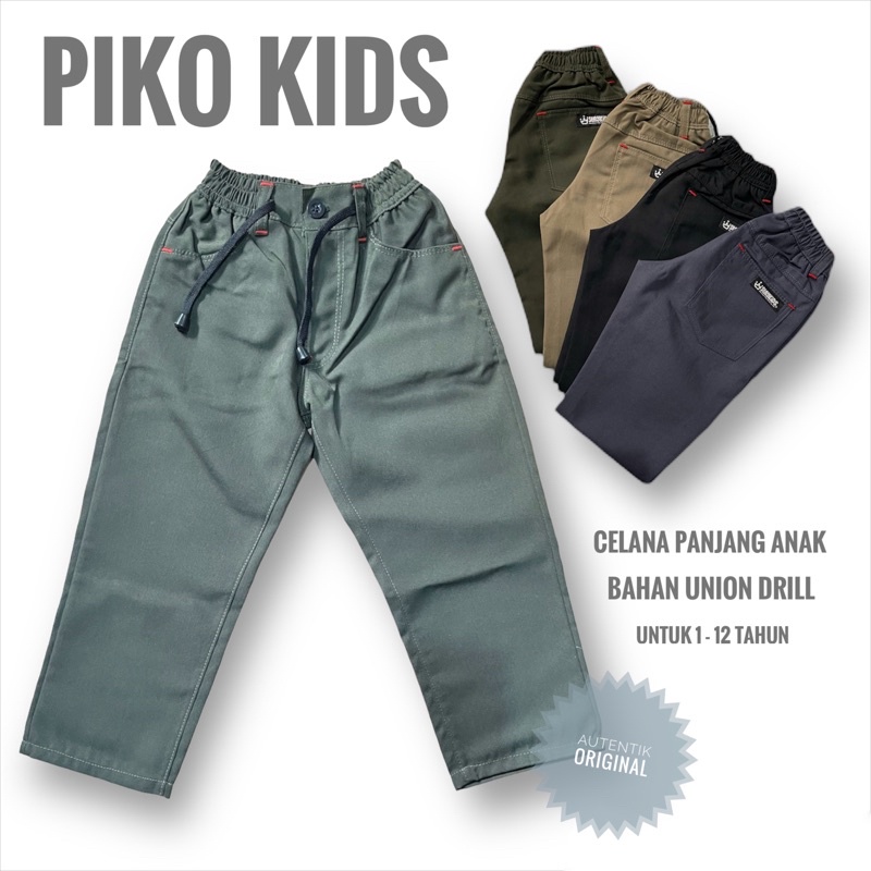 Piko celana panjang anak usia 1-12 tahun bahan union drill