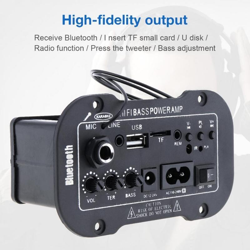 Alphun Amplifier Board Audio Bluetooth USB FM Radio TF Player Subwoofer DIY 25 W - GD-01