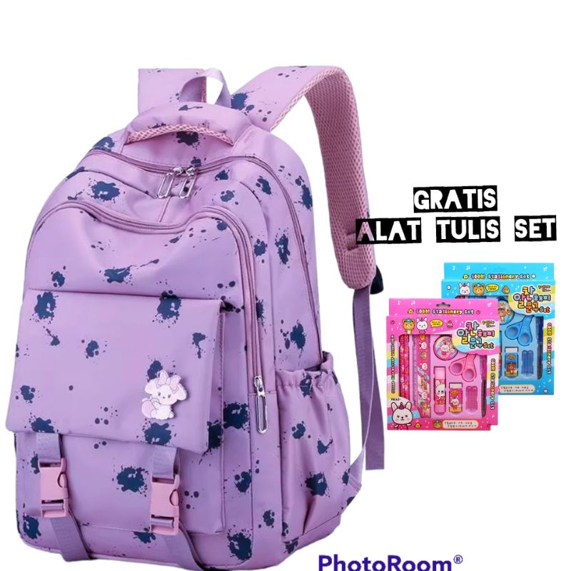 Tas ransel sekolah anak motif love gratis alat tulis set