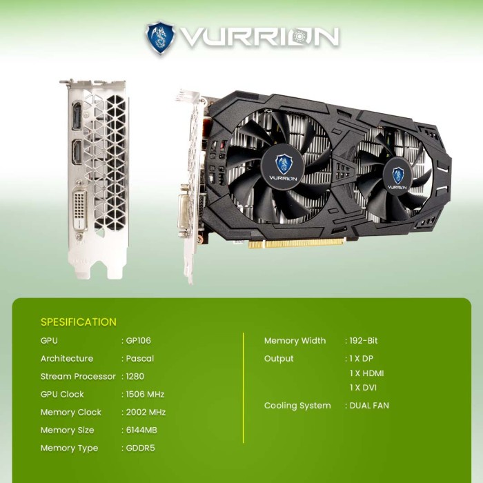 VGA VURRION FROZTINE GTX 1060 6GB GDDR5 192 BIT