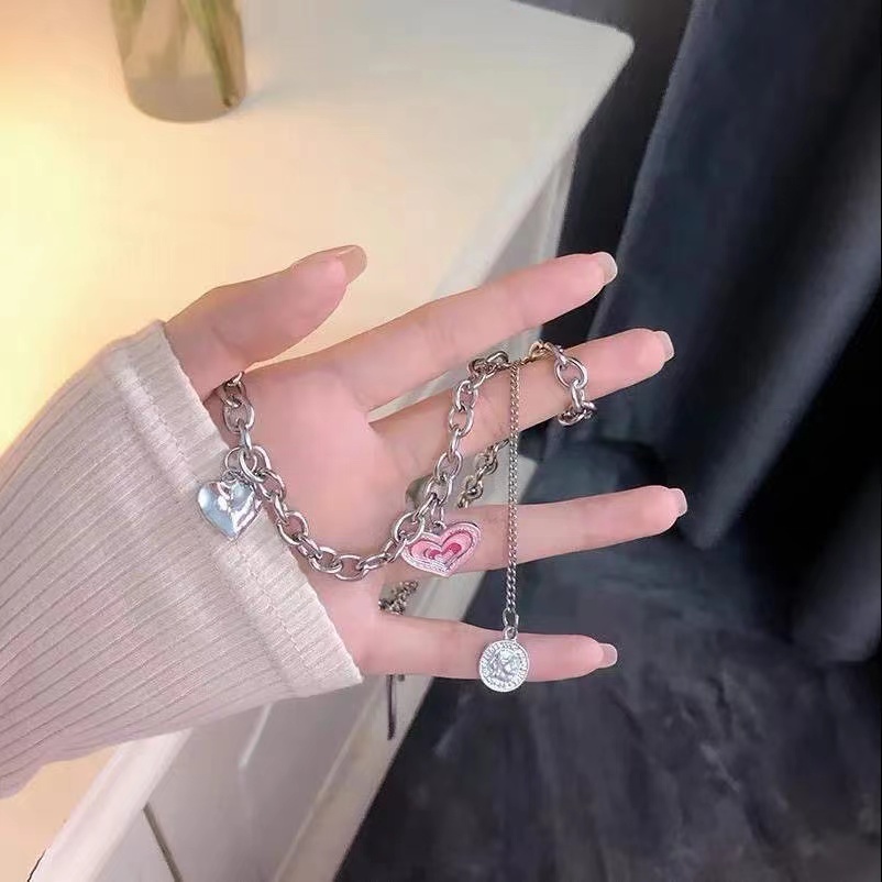 Fashion Cinta Ganda Batu Permata Kalung Untuk Wanita Vintage Perak Choker Rantai Liontin Perhiasan Aksesoris-18