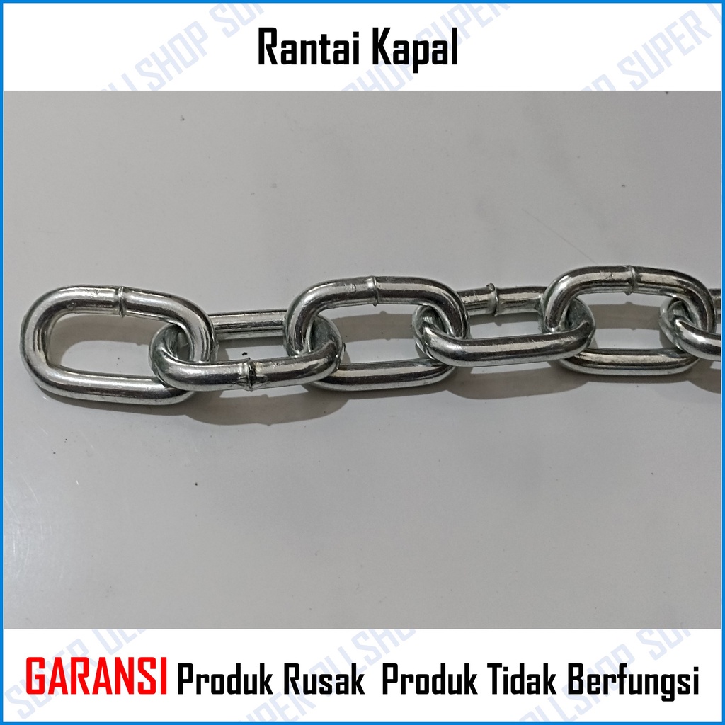 Rantai Besi Galvanis 6 mm / Rante Besi 6 mm Eceran Per 1 Meter 50 Cm / Rantai Besi Kapal Pagar Galvanis 1/4 Besar