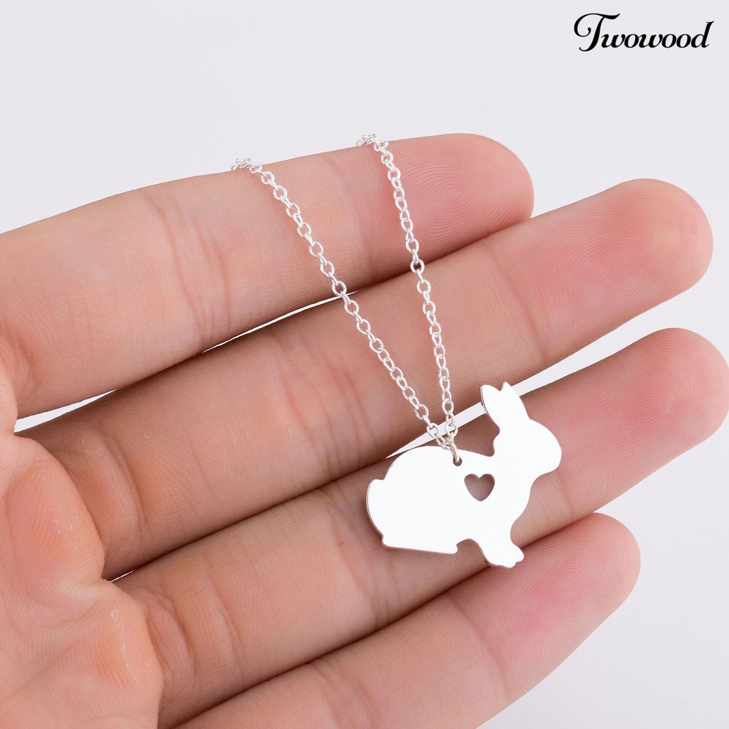 Twowood Simple Bunny Pendant Grafir Hati Klavikula Rantai Kalung Klavikula Untuk Paskah