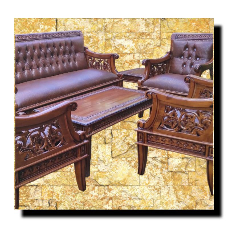 TERBARU KURSI TAMU SOFA TAMU UKIRAN JEPARA SOFA ALADIN KAYU JATI ASLI
