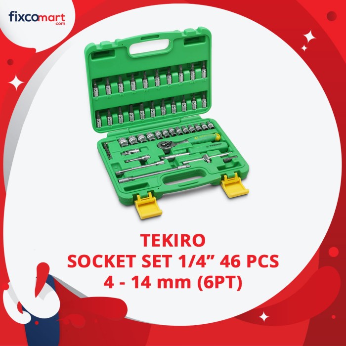 Tekiro Kunci Sock Set 1/4" 46 Pcs 4-14 mm 6PT / Kunci Sok