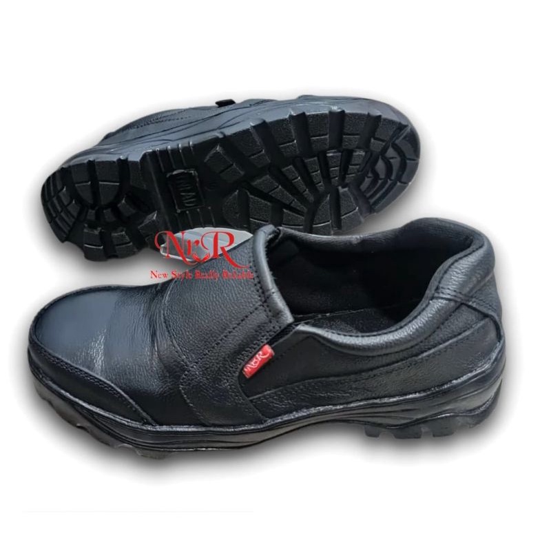 Sepatu Safety Kulit Asli /SEPATU Safety Asli Kulit slip On Pria/SEPATU kerja hitam Safety pria
