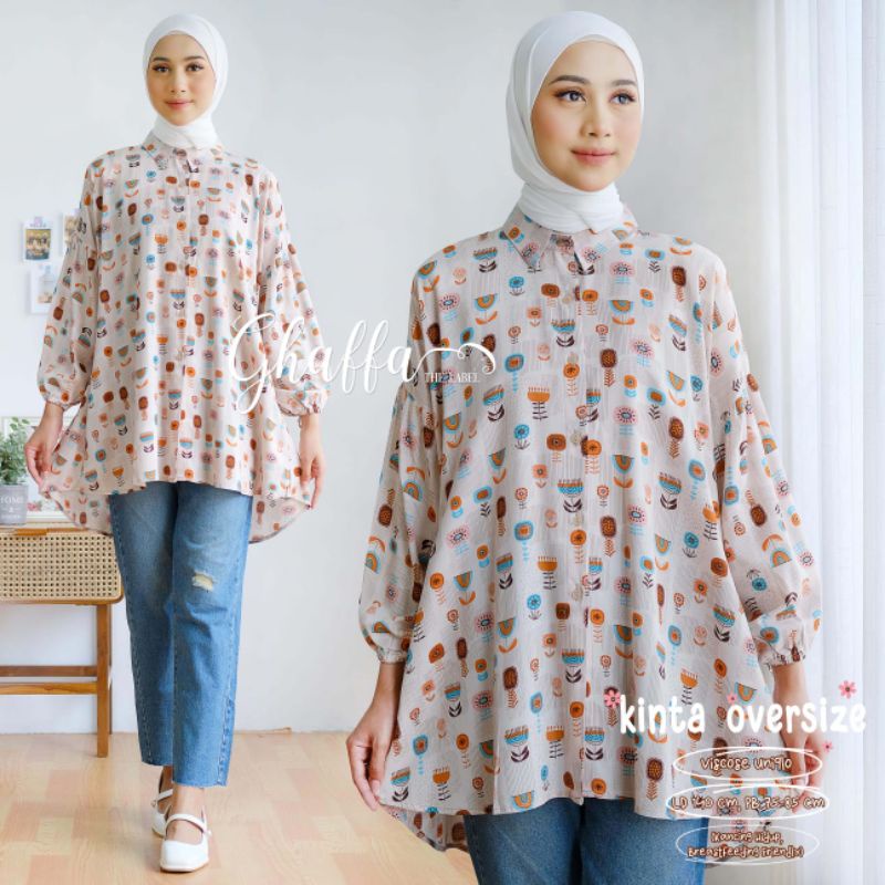 KINTA OVERSIZE BY GHAFFA THE LABEL / BLOUSE JUMBO MOTIF WANITA MUSLIMAH / blouse ld140