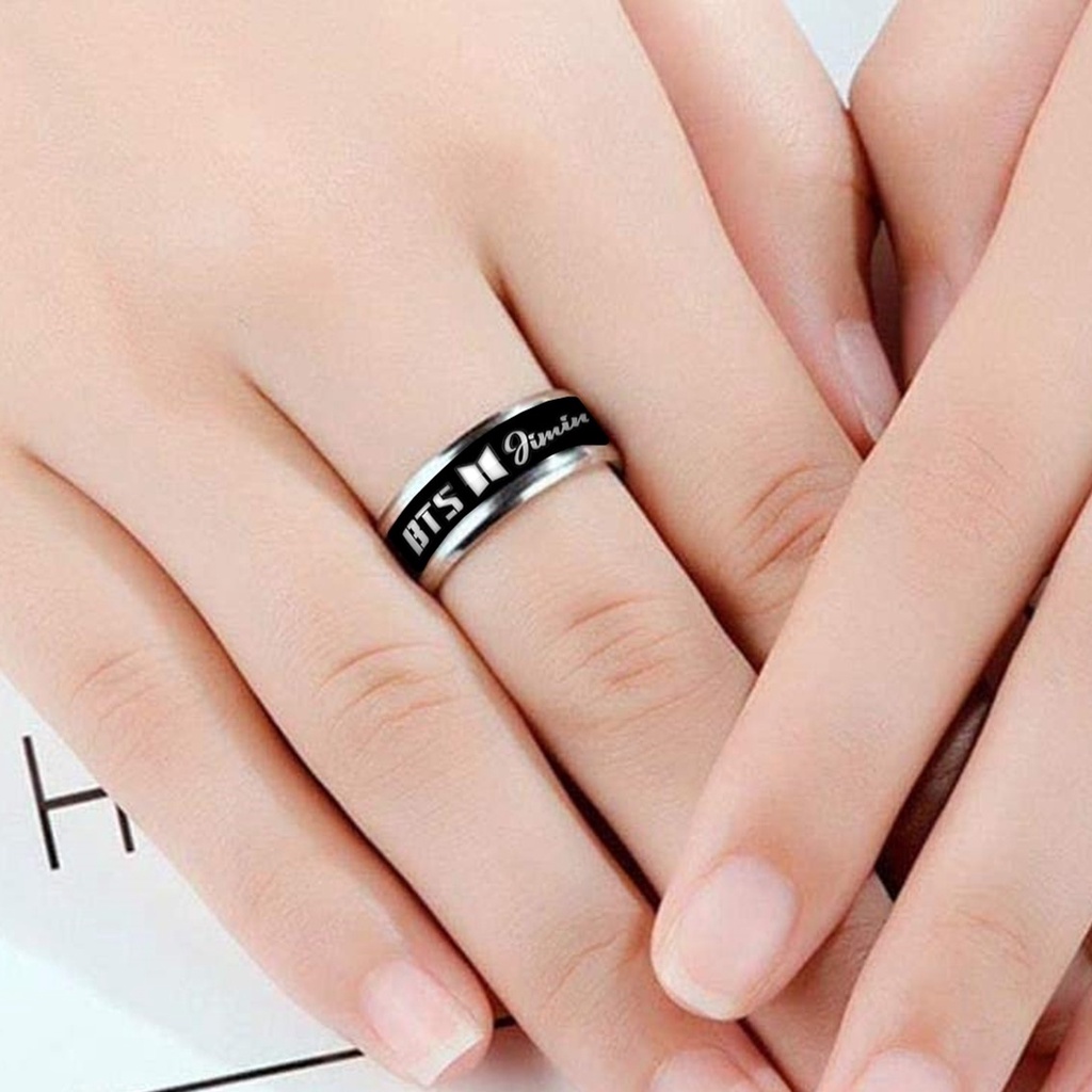 CINCIN CUSTOM NAMA TULISAN LOGO BAND KPOP KOREA STAINLESS STEEL ANTI KARAT BTS EXO BLACKPINK TWICE NCT SEVENTEEN