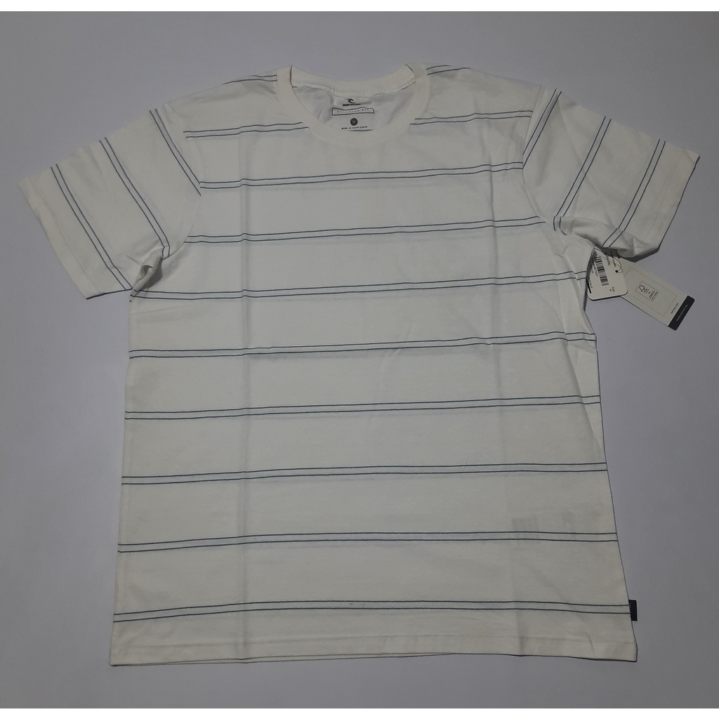 Kaos Ripcurl Pria Original P21 Plain Stripe tee - white blue