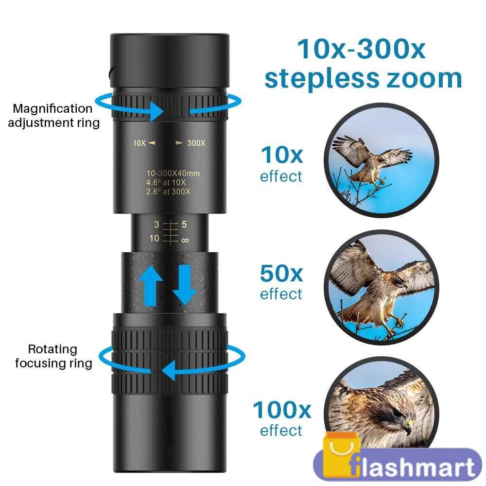 Flashmart Monocular Zoom Telescope Long Range 10-300x40 - AXC44