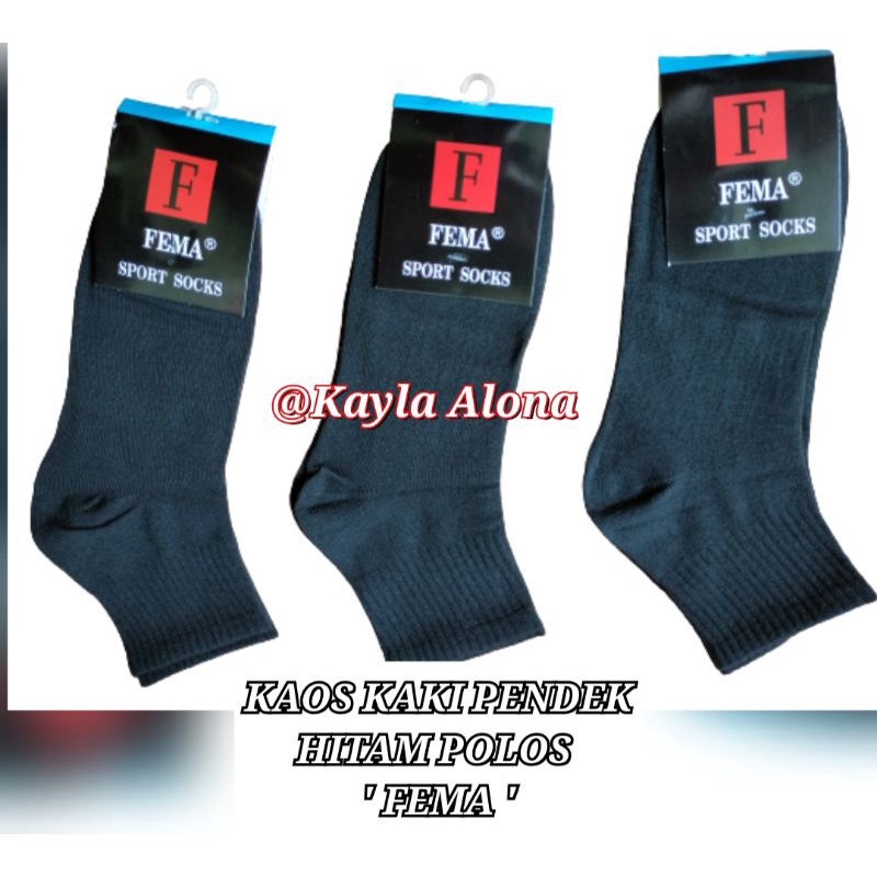 KAOS KAKI PENDEK HITAM POLOS &quot; FEMA &quot;