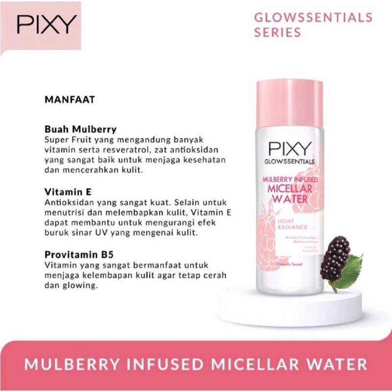 PIXY GLOWSSENTIALS MICELLAR WATER MULBERRY INFUSED PEMBERSIH MAKE UP