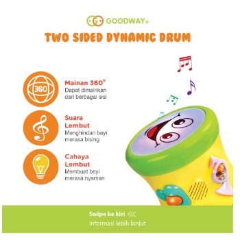 BABIESFIRST GW3501 GOODWAY TWO SIDED DYNAMIC DRUM Mainan Drum