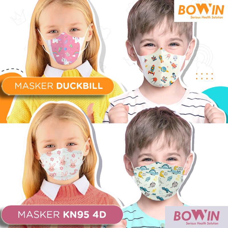 BOWIN - KIDS MASKER KN95 4D / 3D / DUCKBILL / KF94 / MASKER MEDIS ANAK LAKI PEREMPUAN / COWOK CEWEK 