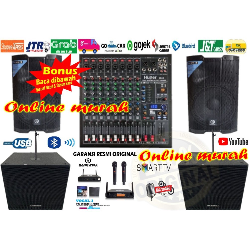 paket hardwell dsr 15 pro 2bh subwoofer elex 118a huper ig8 original