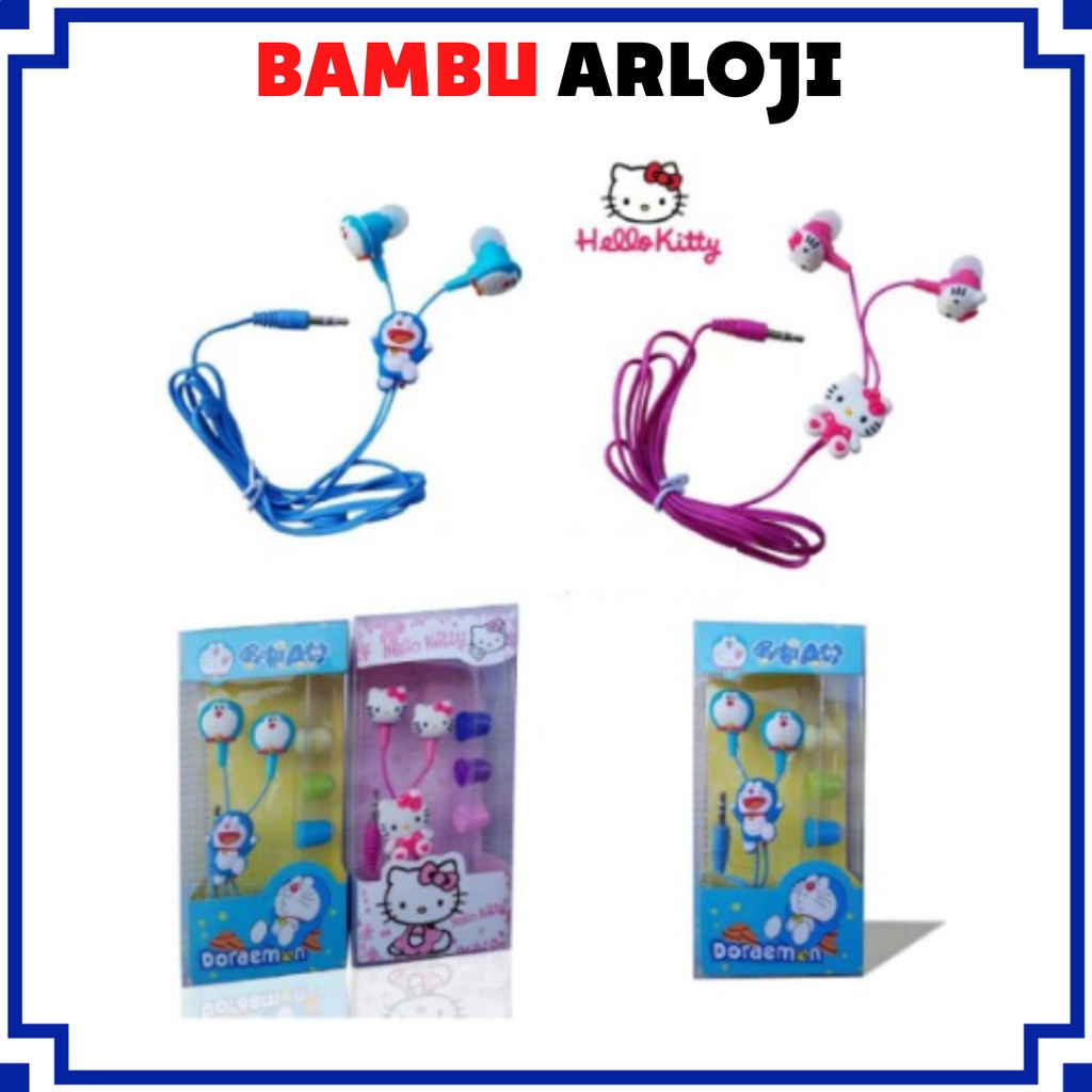 BAJ Handsfree / Headset Karakter Doraemon Hello Kitty hands free karakter Android IOS - SS032