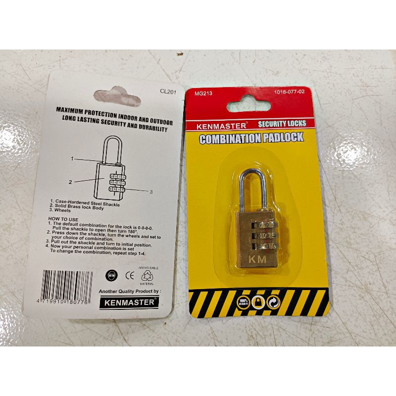 Gembok Kombinasi KENMASTER MG-213 ( CL 201 ) /  Combination Padlock / Gembok Angka / Gembok Kode