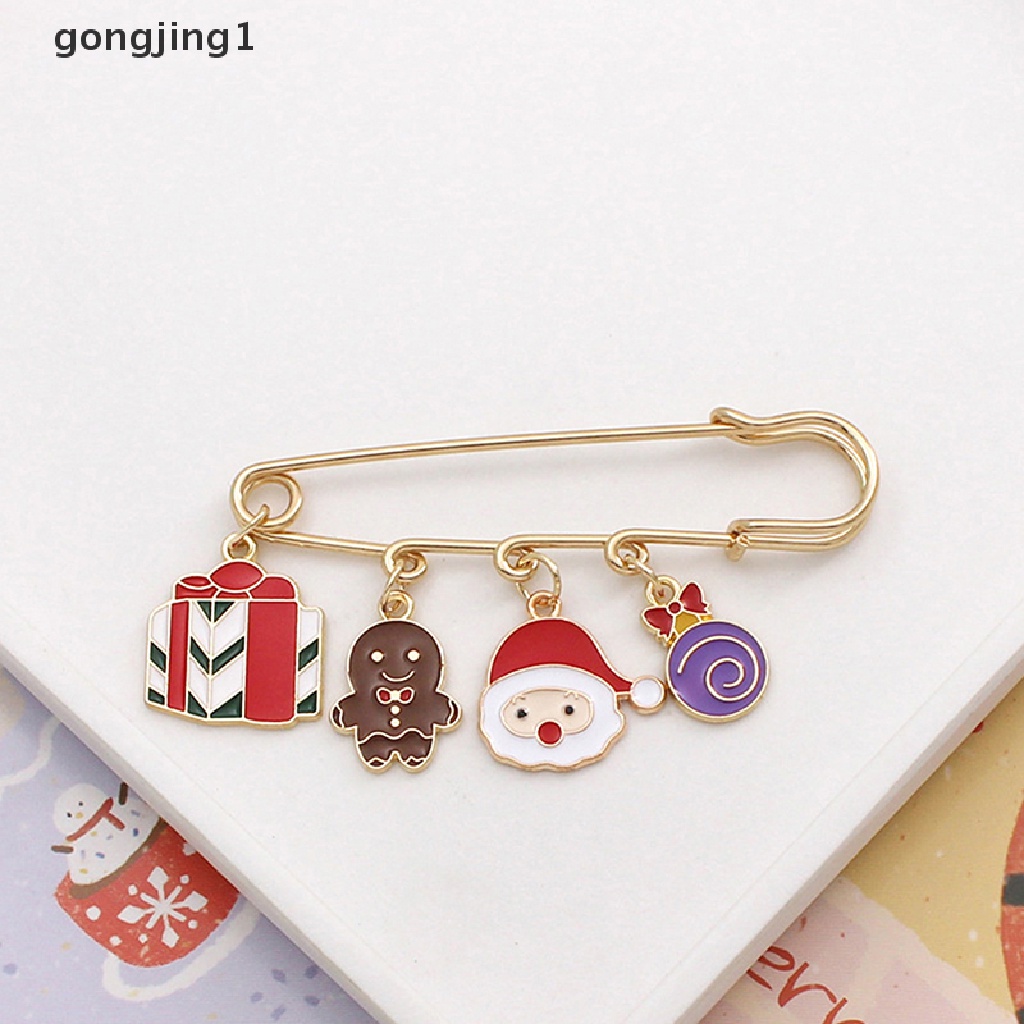 Ggg Logam Pin Natal Pin Hutan Santa Claus Salju Bell Elk Pohon Bros Tetap Pakaian Kartun Lencana Dekorasi Pinggang Kancing ID