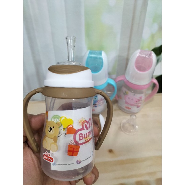 Paket Botol Karakter Dengan Sedotan 250/125 Ml (Botol+Nipple+Gagang+Sedotan) 2413