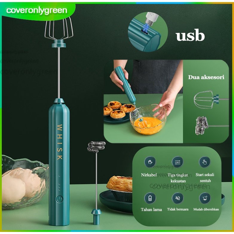 Pembuih Susu Pengocok Telur Handheld Blender Milk Frother Electric Mixer Portable Egg Mixer Genggam Portabel —— usb