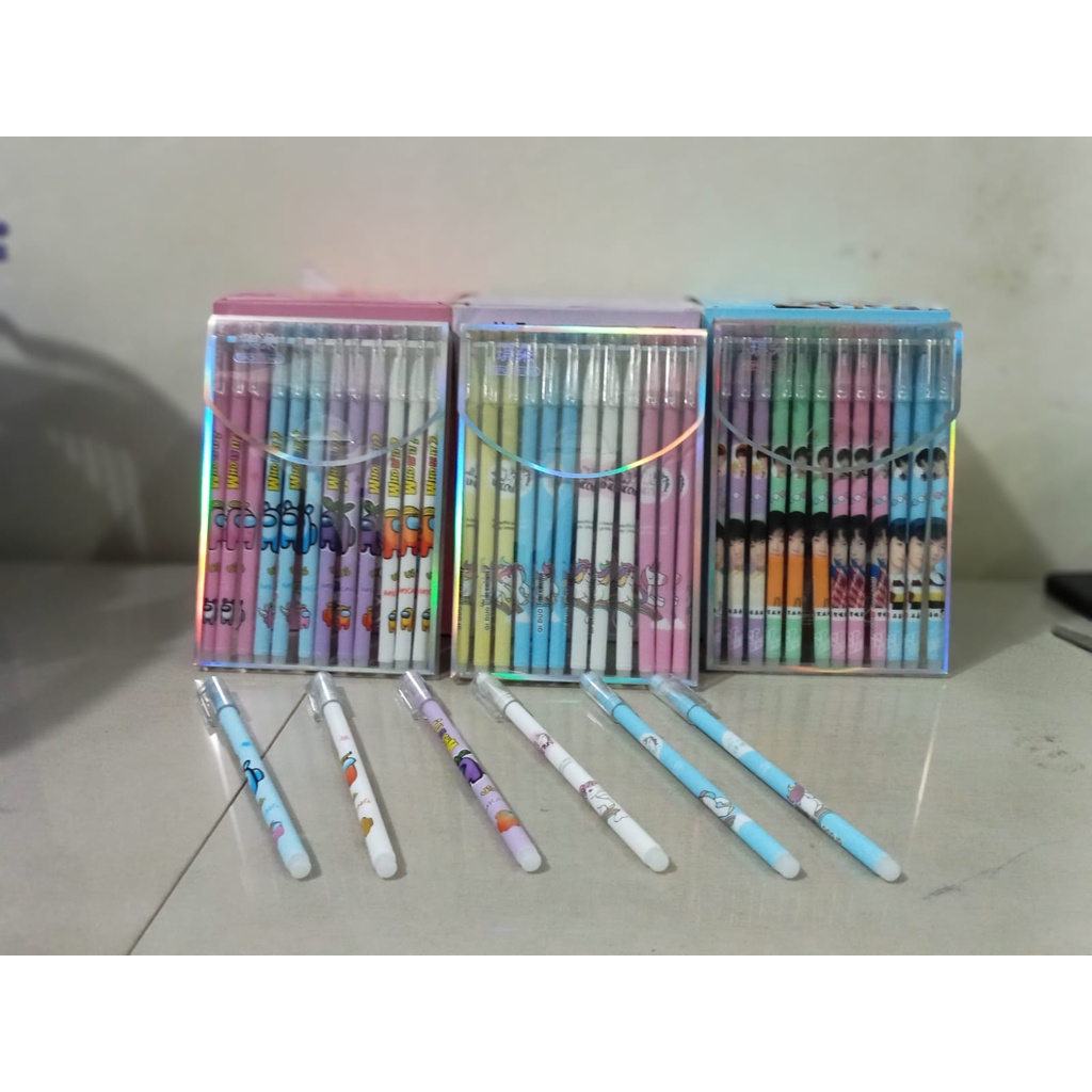 (JC)(12pcs) New Pen bisa hapus / Pen gel hapus/ tanpa harus memakai tip x