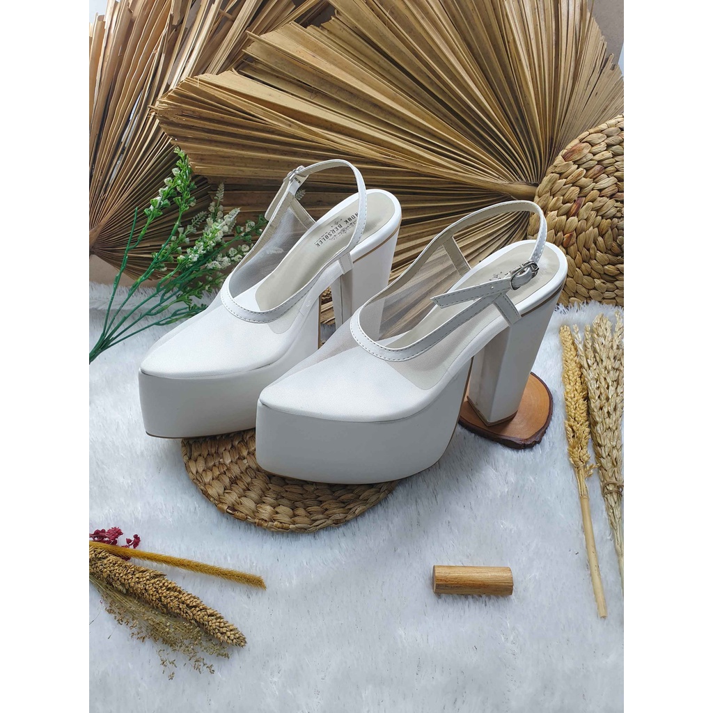 Sepatu wedding clarisa polos putih hak tinggi 15 cm