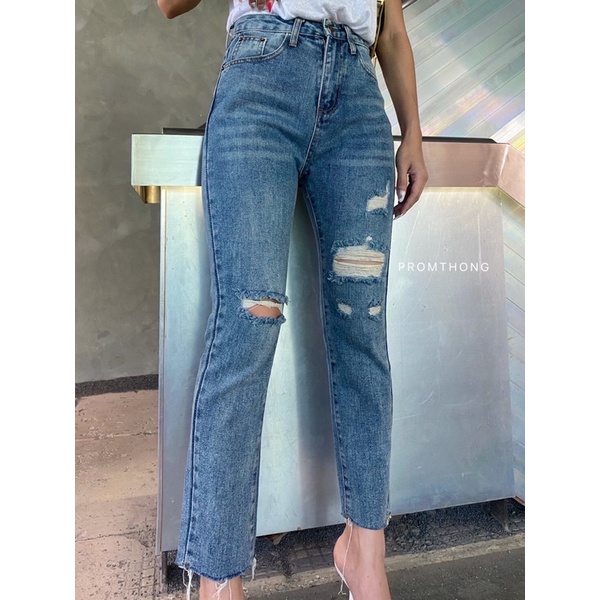 CELANA JEANS PROMTHONG 3287 JEANS HIGHWAIST RIPPED IMPORT BANGKOK (CLPMT3287)