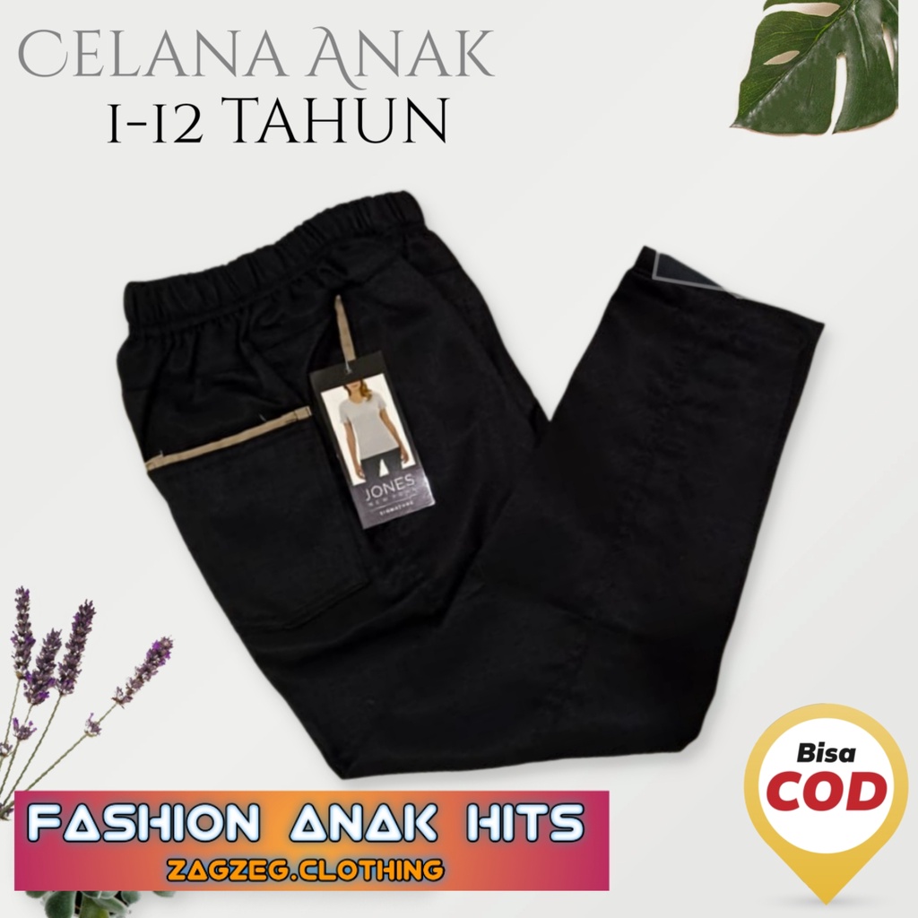 Bisa COD Celana Panjang Anak Celana Chino Anak Laki Laki Perempuan Celana Anak pinggang karet melar laki laki perempuan usia 1-12 tahun Warna Hitam Abu Mocca Cream Celana anak Celana Chino Anak Zagzeg Clothing