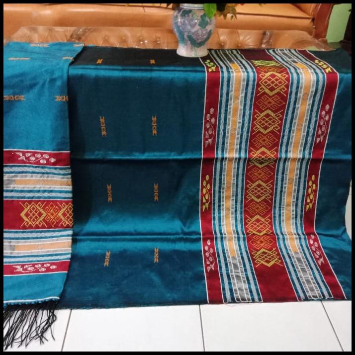 Promo Kain Tenun Sutra Hongkong Siantar Nuansa Biru Tosca