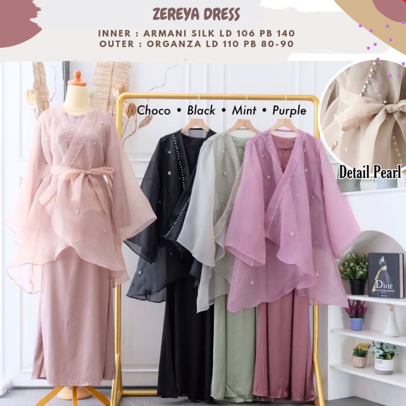Zereya Organza Dress Set Ld 106/Dress Set Organza/Dress Kondangan/Dress Pesta/Dress Sage/Dress Maternity/Dress Bumil