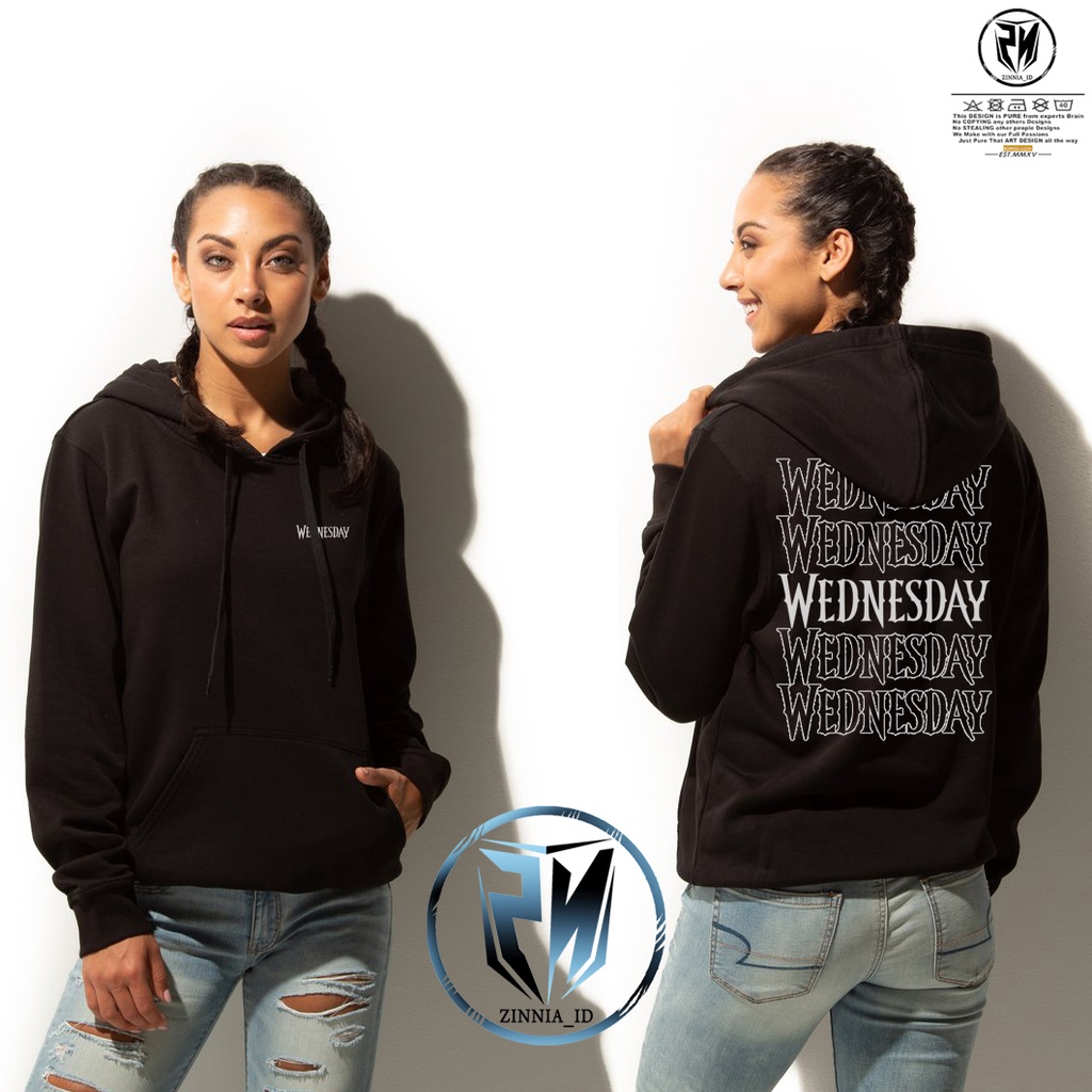 JAKET HOODIE LOGO Wednesday / HOODIE MATERIAL SABLON DIGITAL TRANSFER FILM - ZINNIA_ID