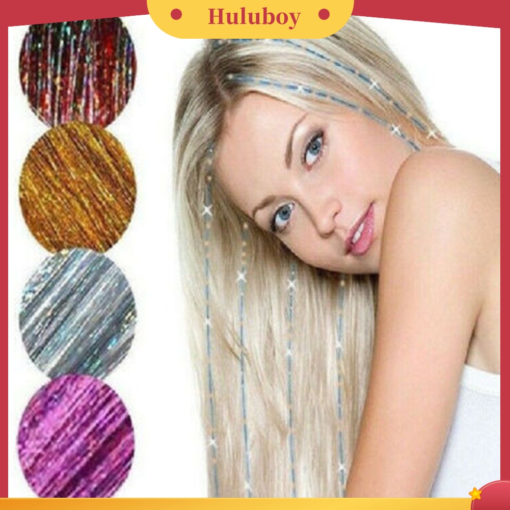 Wig Rambut Extension Model Panjang Lurus Tahan Panas Aksen Glitter