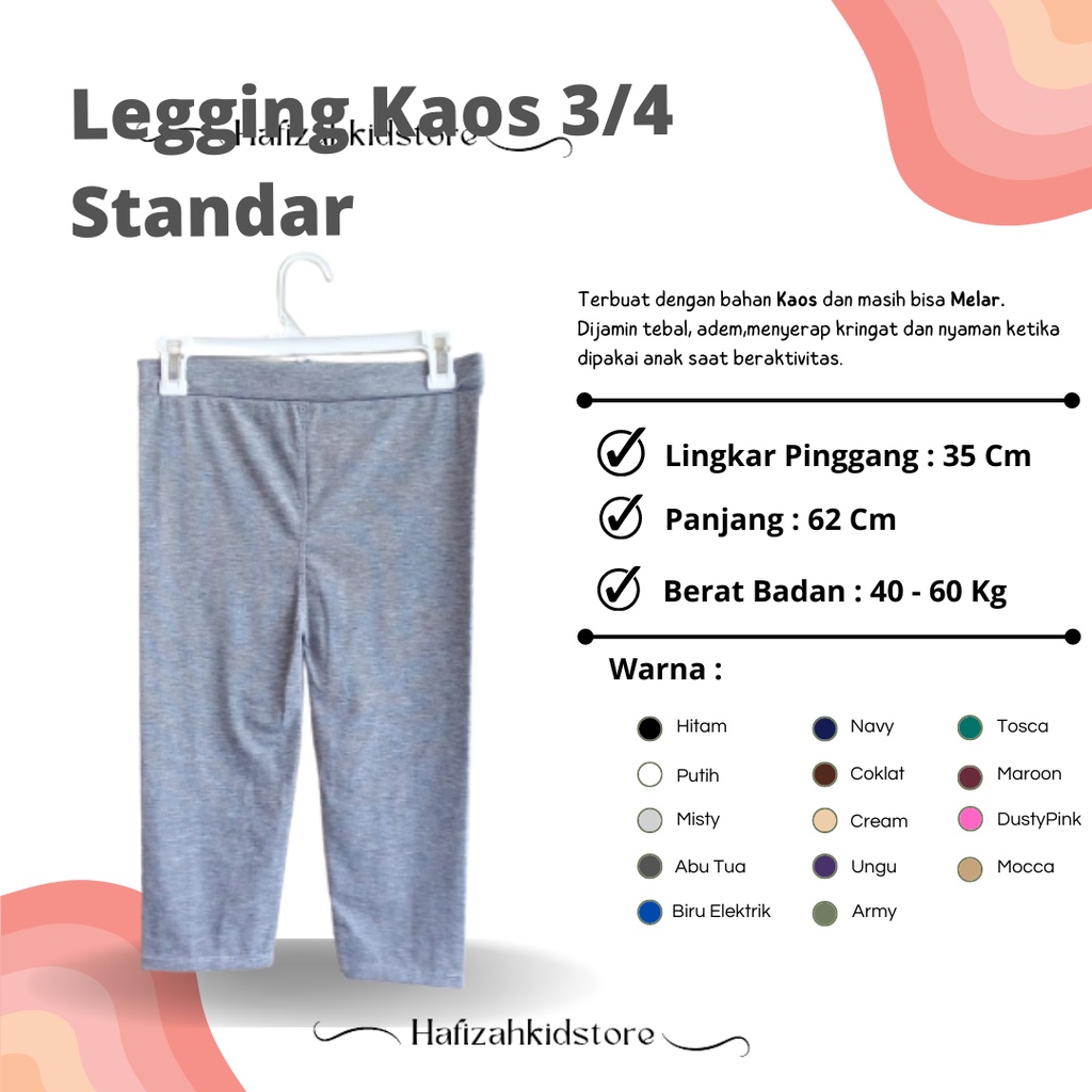 Legging Kaos SoftRayon 3/4 Standar