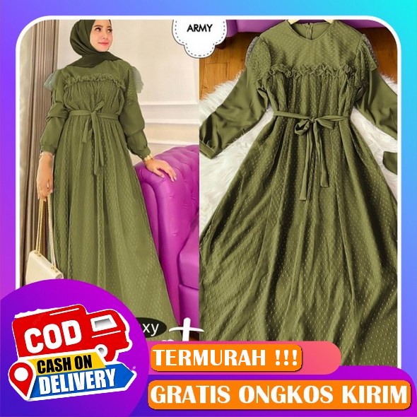 Baju Wanita Model Gamis Hanna Dress Terbaru 2023/Matt Ceruty Mix Renda/Dress Muslimah Terbaru/Gamis 