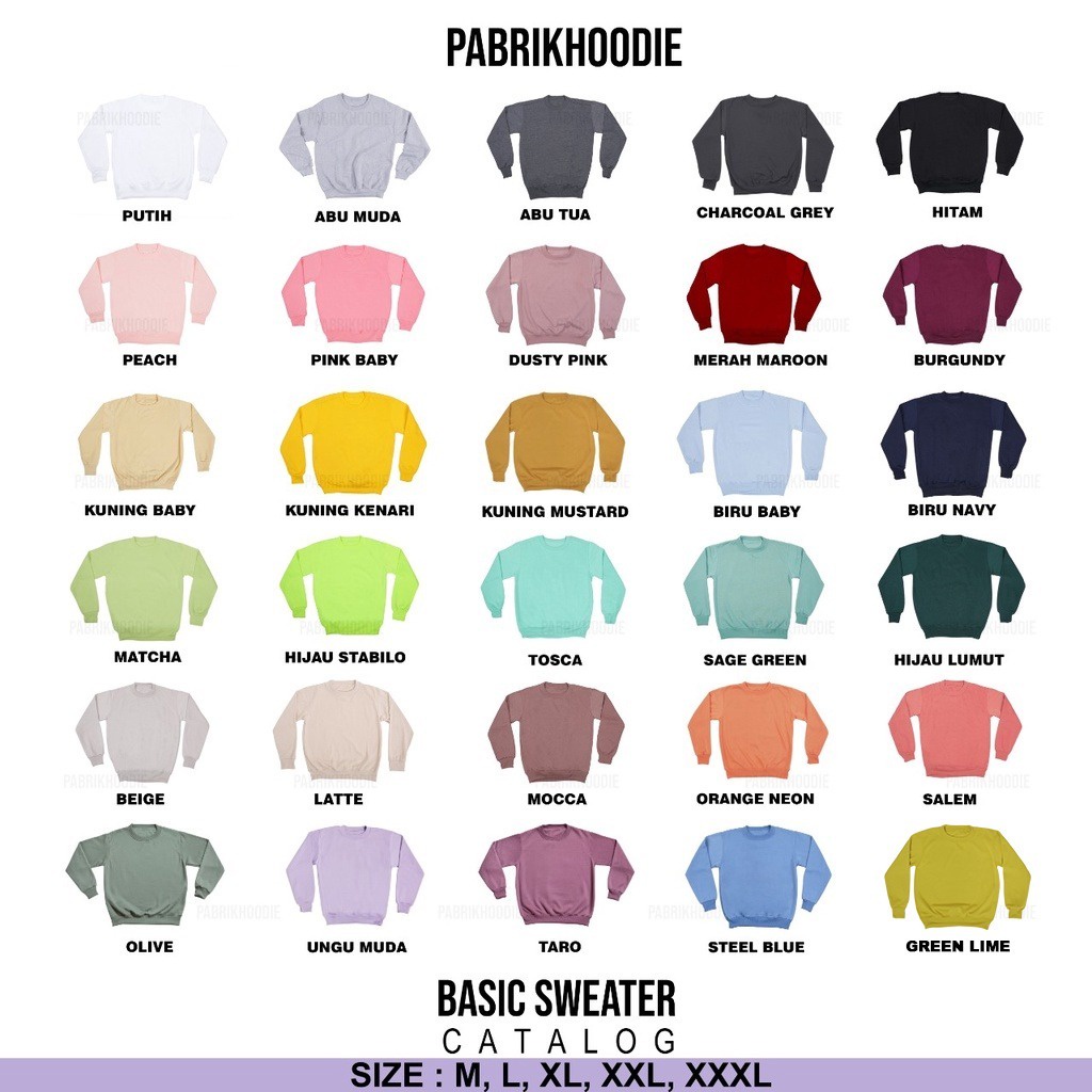 PABRIKHOODIE - BASIC SWEATER  LITTLE SATURNUS 001 M-XXL (BORDIR) {PRIA &amp; WANITA}