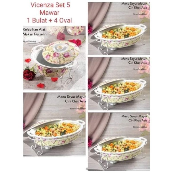 prasmanan/borkam/panstof/wadah saji /set 5 oval vicenza