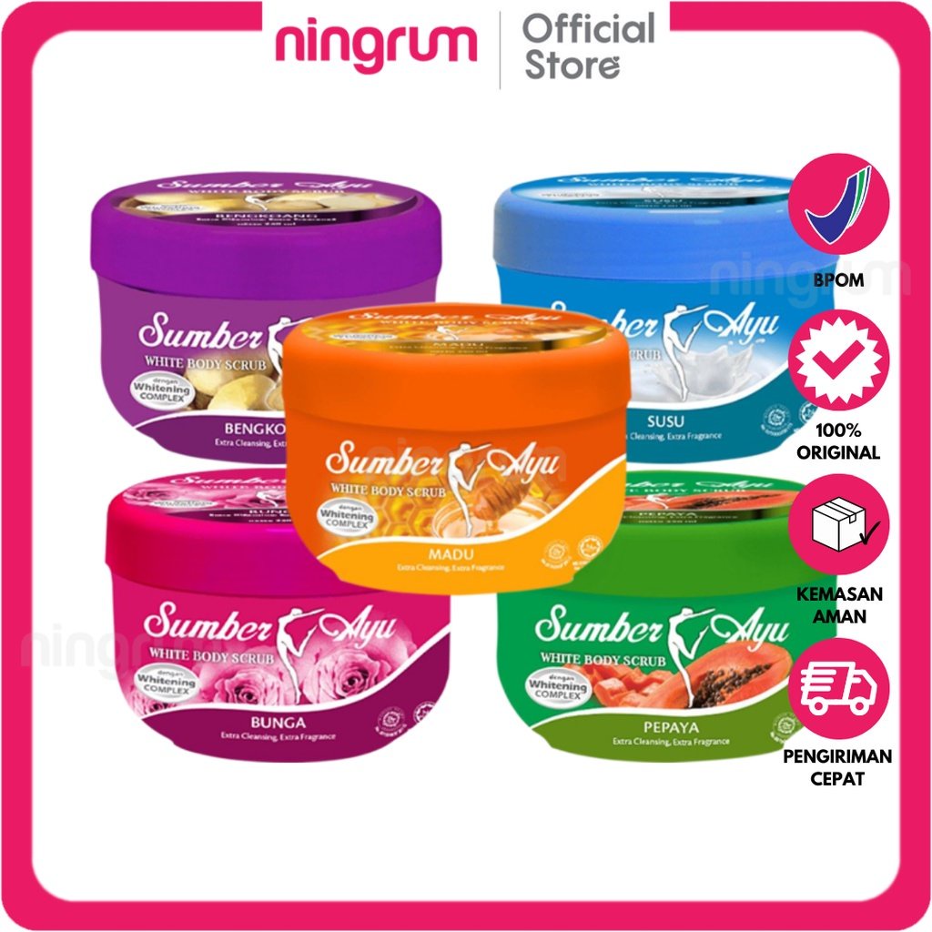 Ningrum - Sumber Ayu Body Scrub Lulur Mandi 250G | Lulur Murah Lulur Pencerah Pemutih | Scrub Mandi Sumber Ayu Original BPOM - 7401