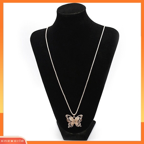 [WONE] Fashion Wanita Kupu-Kupu Liontin Sweater Rantai Panjang Kalung Perhiasan Hadiah Natal