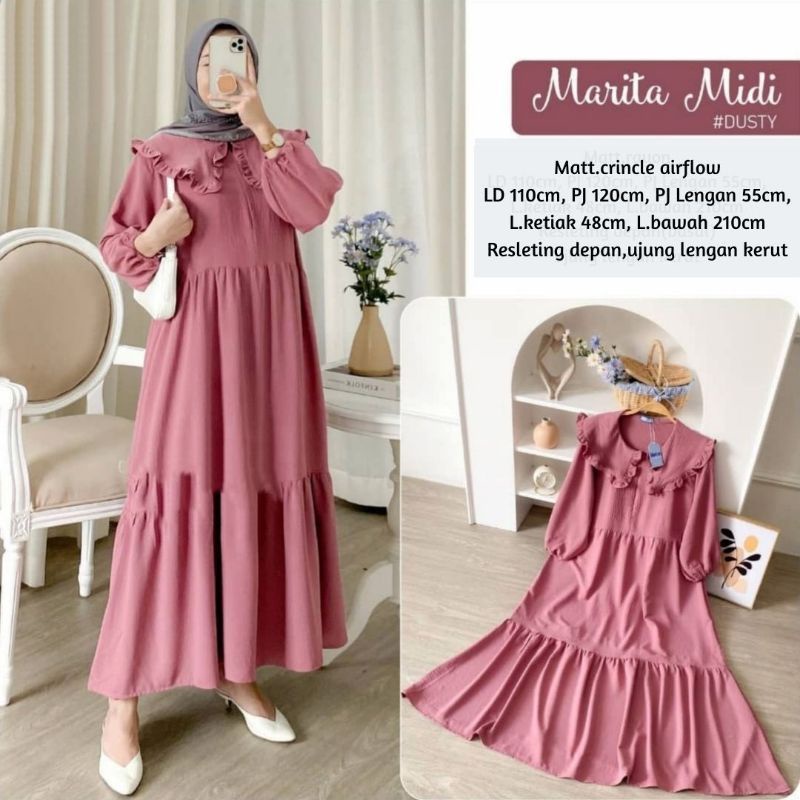 DRESS MIDI CRINKLE AIRFLOW BUSUI FRENDELY WHUDU FENDELY