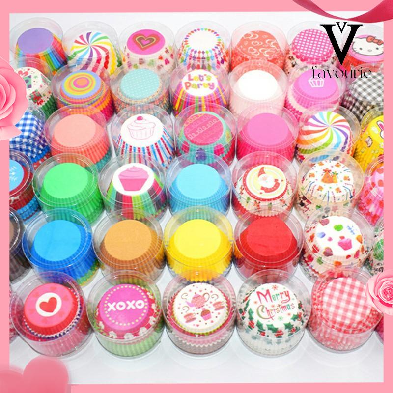 COD100 Pcs Muffin Warna-warni Cupcake Kertas Cangkir Kue Kotak Kue Cup Case Cup Cake Kertas Kue-FA