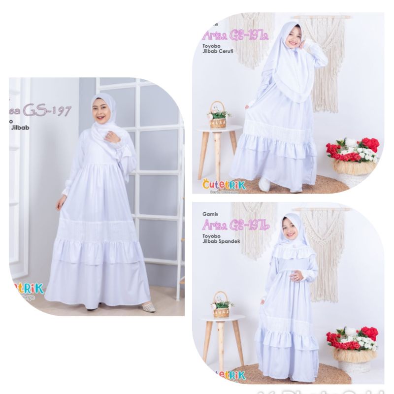 GS197 Cutetrik Gamis Arisa Putih Couple Ibu Anak