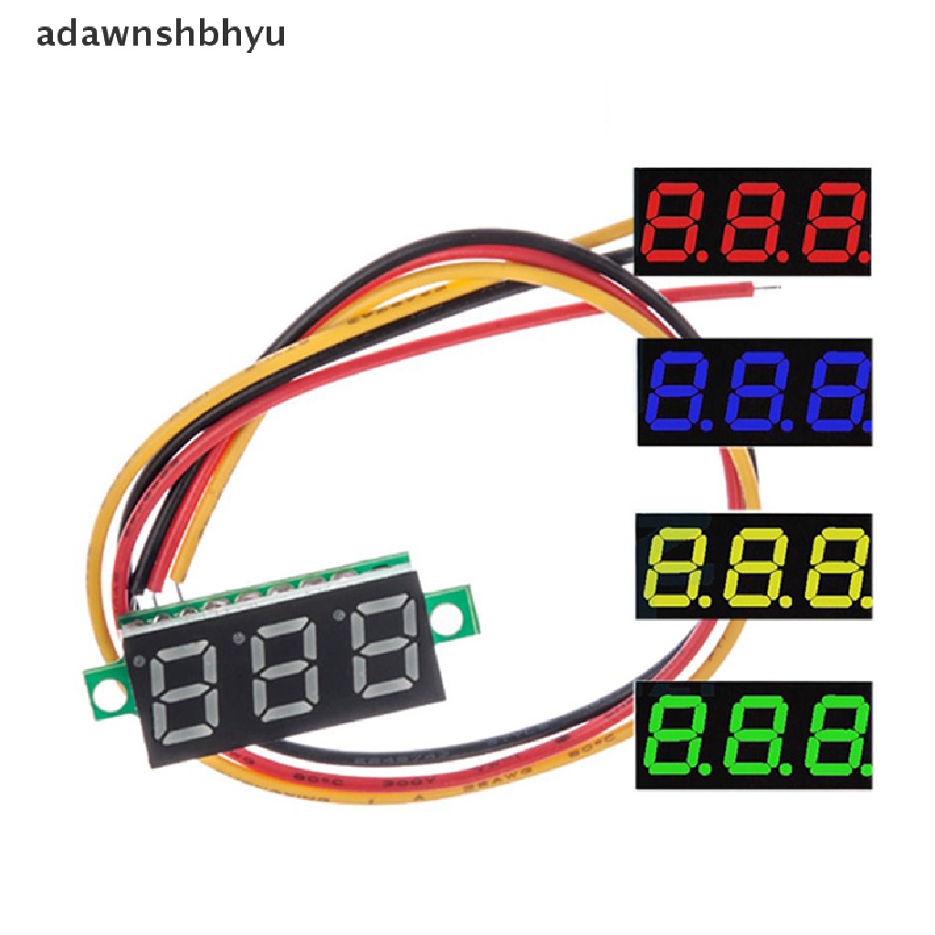 Adawnshbhyu Ultra Kecil Hijau Digital DC 0.28 Inch Ultra Kecil Digital DC Voltage Meter LED Voltage Display Tampilan Digital Yang Dapat Disesuaikan Tiga Kabel DC0-100V Voltmeter ID