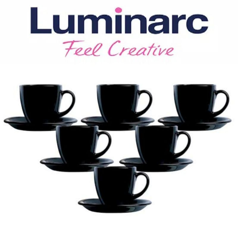 Luminarc Cangkir & Tatakan set 12pc/6pasang Carine Black