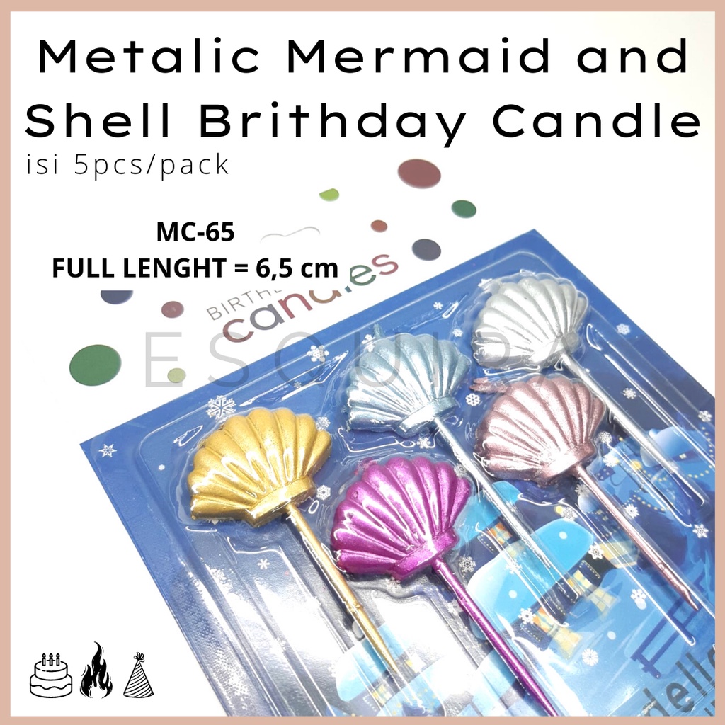 Metalic Mermaid and Sheels Candle / Lilin Mermaid dan Kerang / 5 pcs