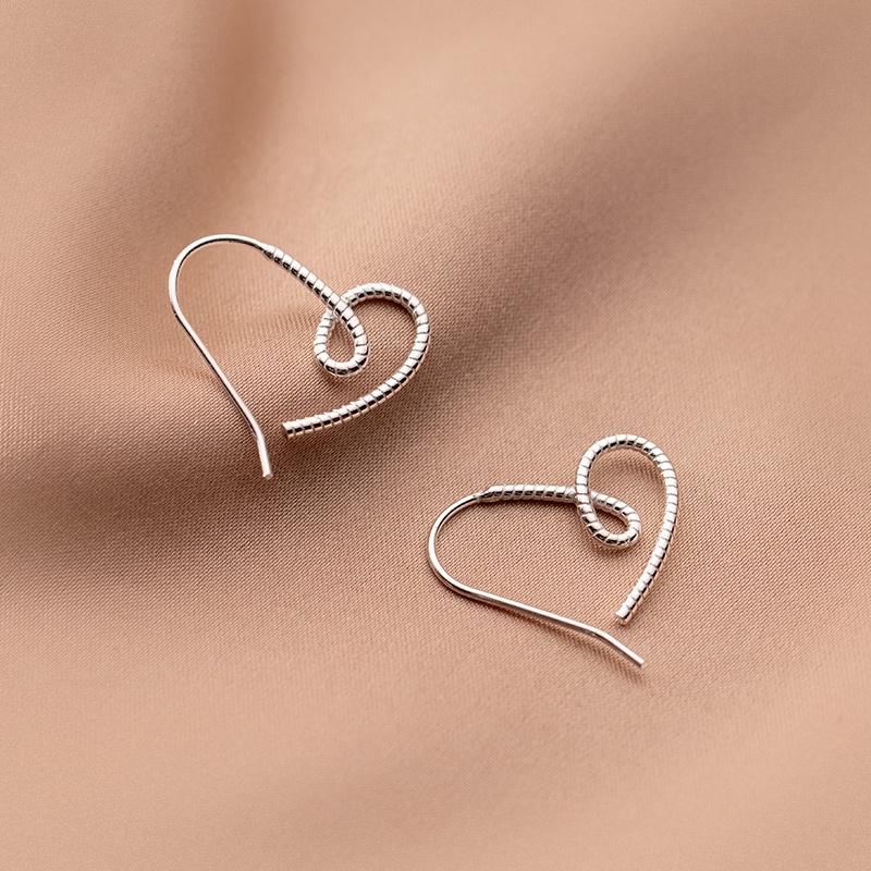 S925 Anting Lapis Silver S925 Ear Studs Love Gesper Telinga Untuk Wanita Gadis Aksesoris