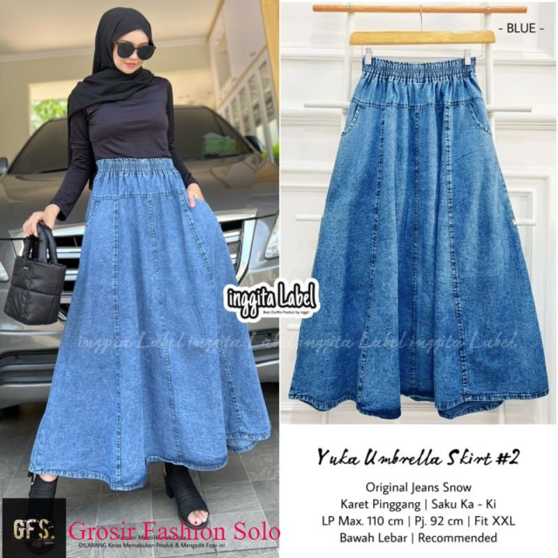 YUKA UMBRELLA SKIRT #2 | ROK JEANS PECAH 8 JUMBO BY INGGITA